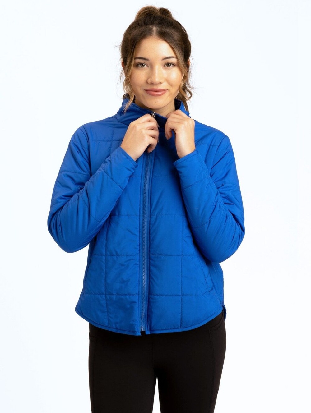 Women Blue Quilted Puffer Jacket